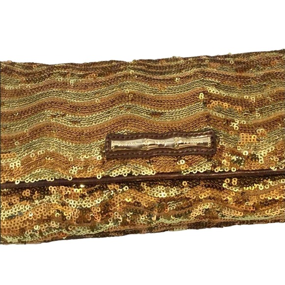 ELAINE TURNER Gold Sequin Evening Clutch Purse Wristlet Incl Mirror NWT - Picture 2 of 12